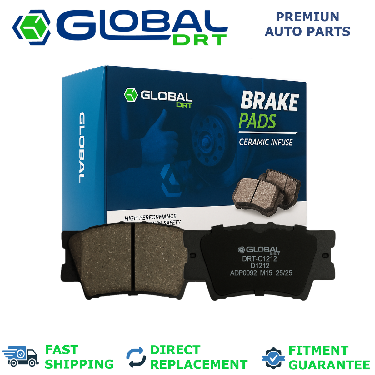 Rear Ceramic Brake Pads with hardware for 2013 - 2018 Lexus ES300h 2.5L