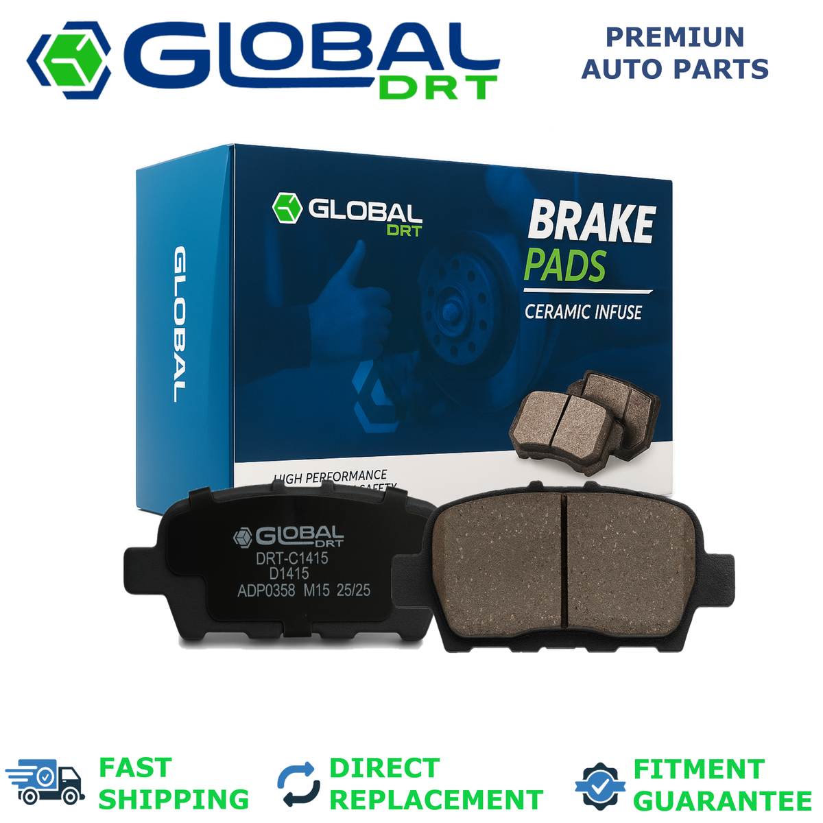 Rear Ceramic Brake Pads with hardware for 2014 - 2020 Infiniti QX60 3.5L