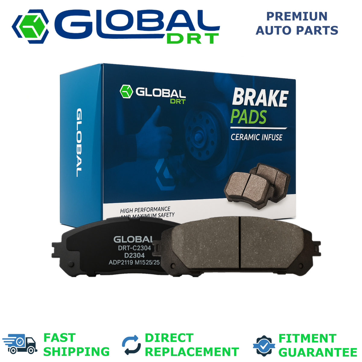 Front Ceramic Brake Pads for 2020 - 2023 Toyota HIGHLANDER 2.4L 2.5L LE XLE
