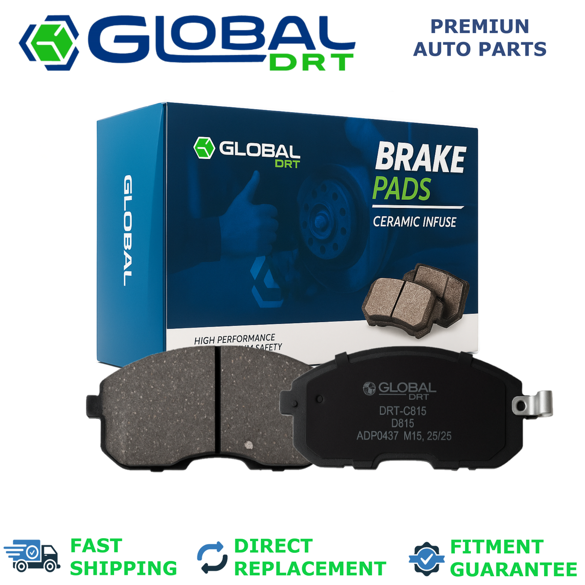 Front Ceramic Brake Pads with hardware for 2002 2003 2004 Infiniti I35 3.5L