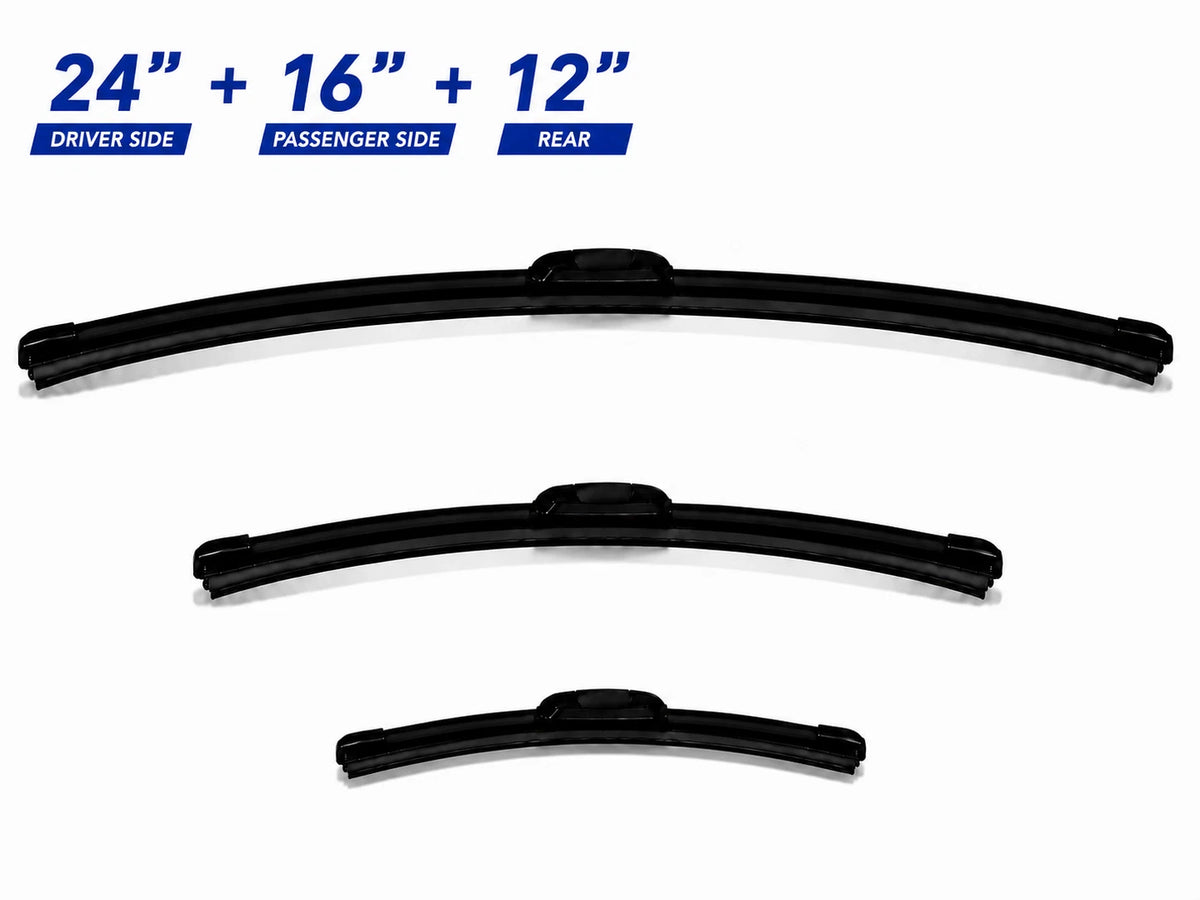 Top-Tier Front & Rear Wiper Blades 24" 16" 12" For Nissan Kick 2025-2026