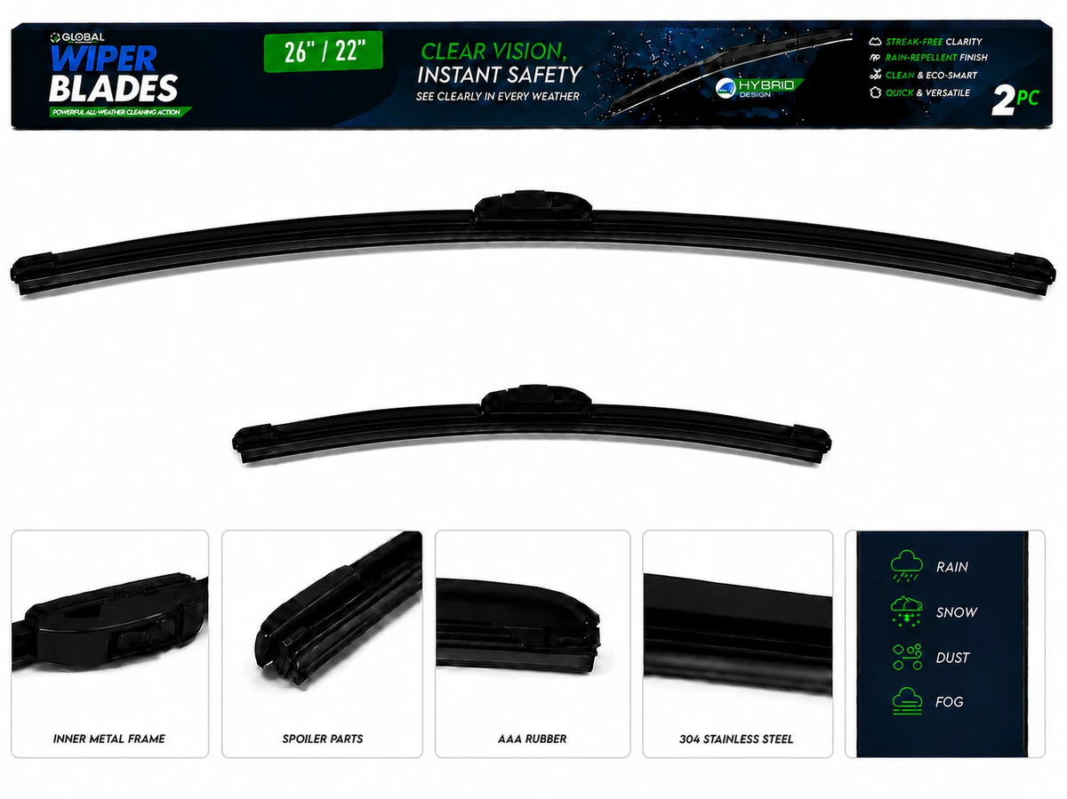 Top-Tier Pack of 2 Front Wiper Blades 26" + 22" For Ram Promaster 1500 2014-2026