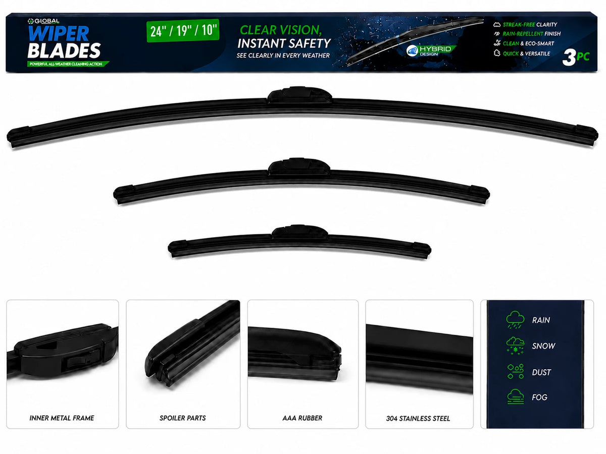 Top-Tier Front & Rear Wiper Blades 24" 19" 10" For Honda CR-V 2023-2026