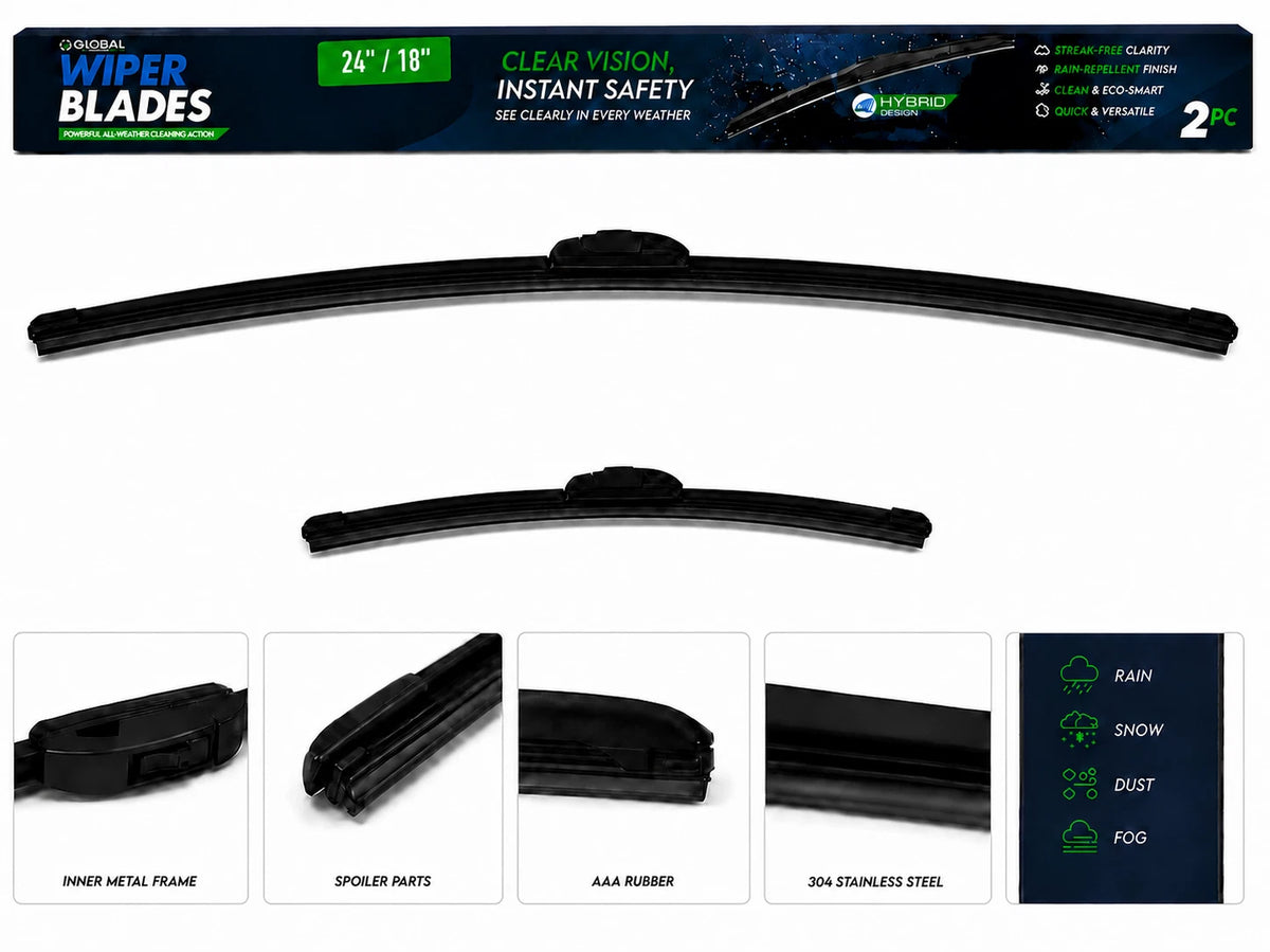 Top-Tier Pack of 2 Front Wiper Blades 24" + 18" For Hyundai Elantra N 2022-2025
