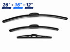 Top-Tier 3 Pack Front & Rear Wiper Blades 26" 16" 12" For Toyota RAV4 2019-2025