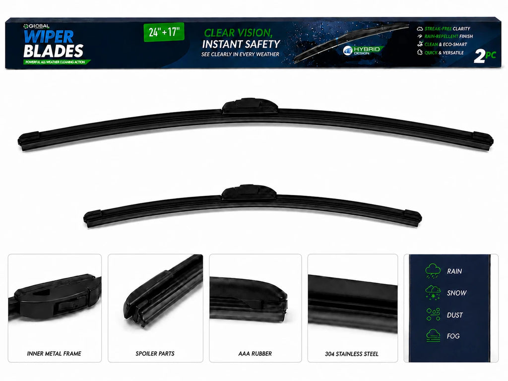 Top-Tier Pack of 2 Front Wiper Blades 24" + 17" For Chevrolet Equinox 2010-2017