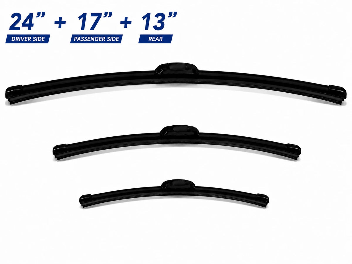 Top-Tier Front & Rear Wiper Blades 24" 17" 13" For Chevrolet Equinox 2010-2017