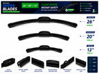 Top-Tier Front & Rear Wiper Blades 26" 20" 12" For Toyota Highlander 2014-2019
