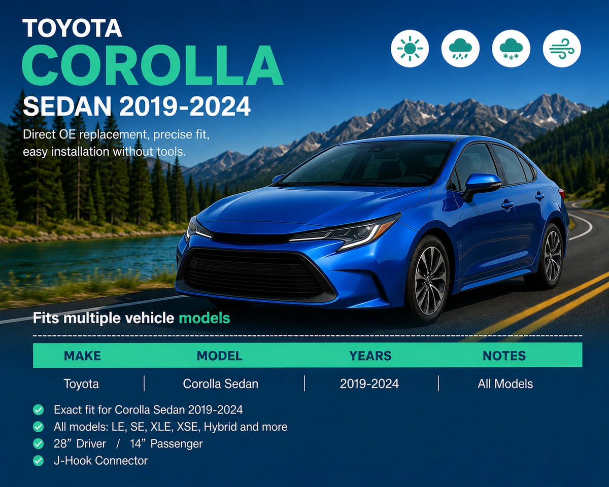 Top-Tier Pack of 2 Front Wiper Blades 28" + 14" For Toyota Corolla 2019 - 2024