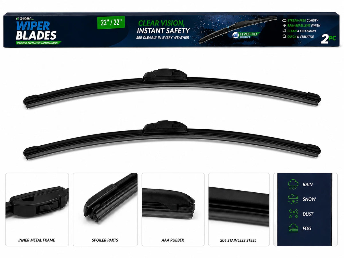 Top-Tier Pack of 2 Wiper Blades 22" + 22" For GMC Sierra 1500 2019-2026