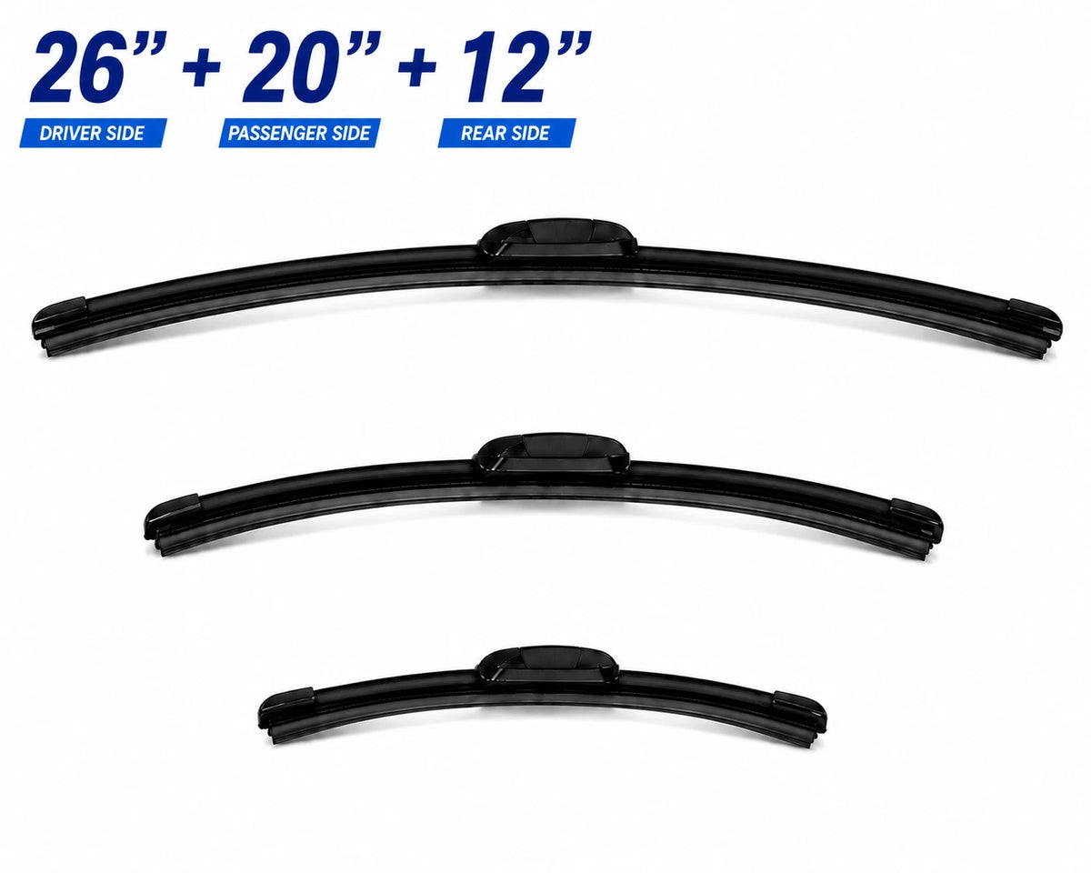 Top-Tier Front & Rear Wiper Blades 26" 20" 12" For Toyota Highlander 2014-2019